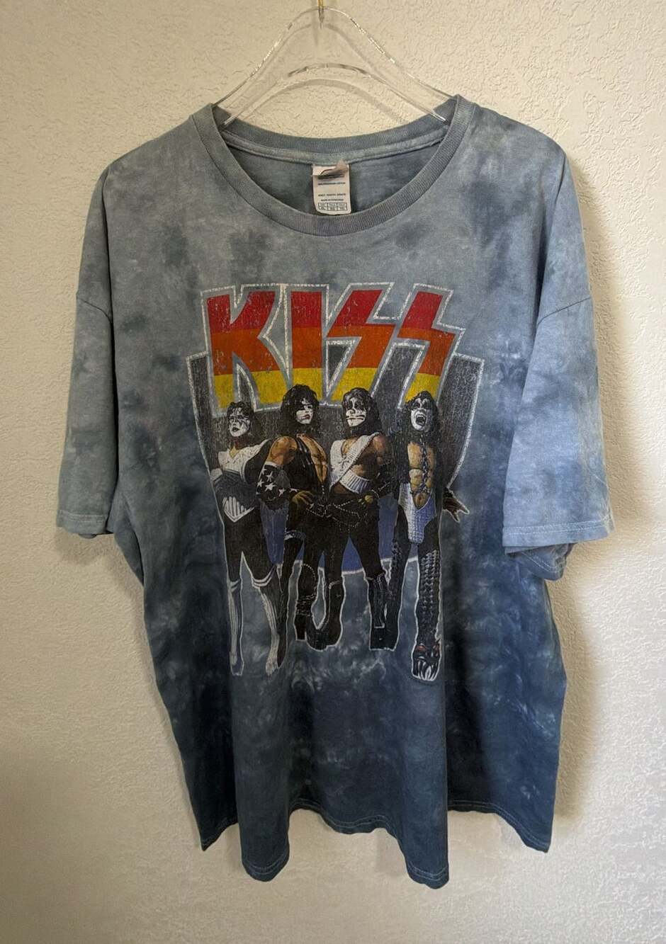 Delta Pro Weight KISS Rock And Roll All Nite T-Shirt Size XL Gray Tie Dye
